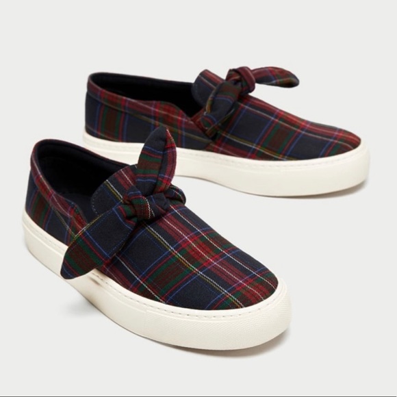 Zara Shoes - ZARA Tartan Plaid Bow Detail Sneakers
